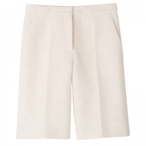 Longchamp Bermuda Shorts Ecru | 5138OCVNK