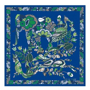 Longchamp Forêt Longchamp Silk Scarf 50 Blau | 0473LNVYW