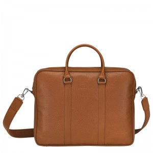 Longchamp Le Foulonné M Briefcase Caramel | 2548ICSGX