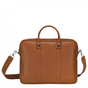 Longchamp Le Foulonné M Briefcase Caramel | 8305UGQZE