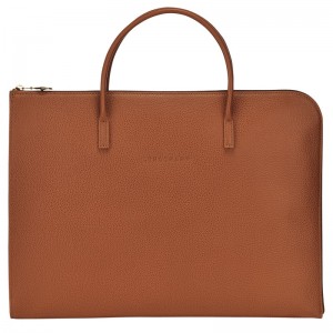 Longchamp Le Foulonné S Briefcase Caramel | 7502SKHIN