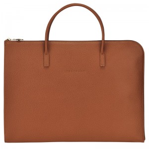 Longchamp Le Foulonné S Briefcase Caramel | 7653SZNMG