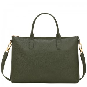 Longchamp Le Foulonné S Briefcase Khaki | 8791GPWEO