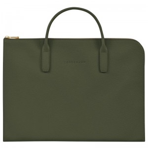 Longchamp Le Foulonné S Briefcase Khaki | 2643XRUWE