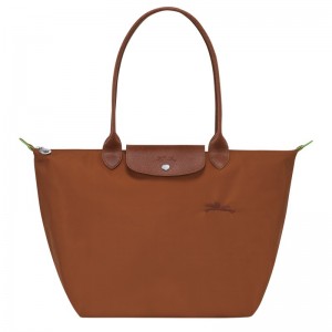 Longchamp Le Pliage Green L Tote Bag Cognac | 6281SJKXA