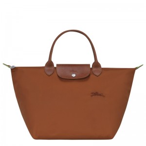 Longchamp Le Pliage Green M Handbag Cognac | 2350VRISU