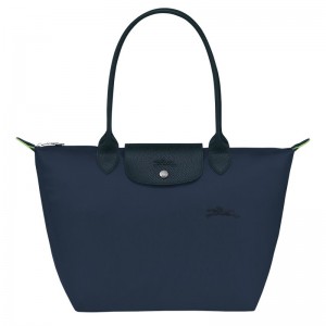 Longchamp Le Pliage Green M Tote Bag Navy | 6985MFTNS