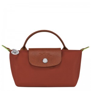 Longchamp Le Pliage Green Pouch With Handle Chestnut | 4250GBKQR