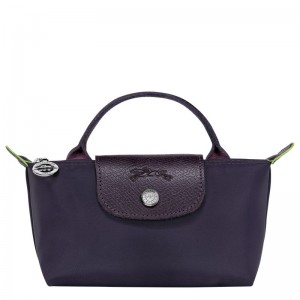 Longchamp Le Pliage Green Pouch With Handle Bilberry | 0364GSWDM