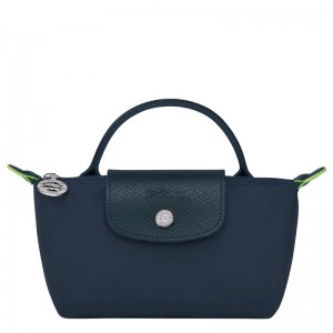 Longchamp Le Pliage Green Pouch With Handle Navy | 9605BIDJQ