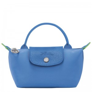 Longchamp Le Pliage Green Pouch With Handle Cornflower | 6194OUBYP