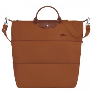 Longchamp Le Pliage Green Travel Bag Expandable Cognac | 1672BCGEQ