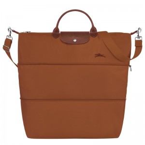 Longchamp Le Pliage Green Travel Bag Expandable Cognac | 8204LBFJX