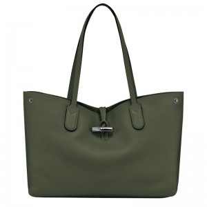 Longchamp Le Roseau Essential L Tote Bag Khaki | 7065TNFUV