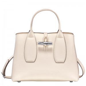 Longchamp Le Roseau M Handbag Ecru | 6123KNULA