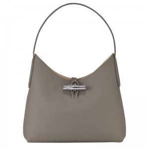 Longchamp Le Roseau M Hobo Bag Turtledove | 4158DXFRC