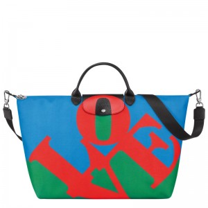 Longchamp Longchamp X Robert Indiana Travel Bag Rot Navy | 0532IOQPY