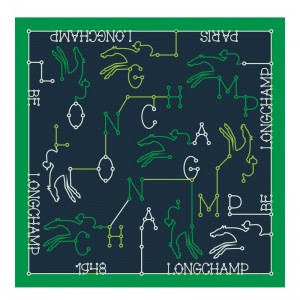 Longchamp Parcours Longchamp Silk Scarf 50 Navy | 8620IEXZK