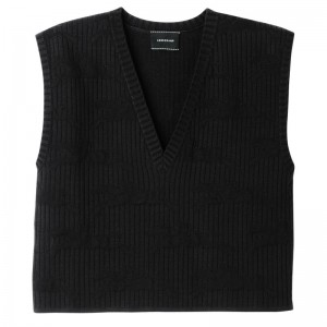 Longchamp Sleeveless Sweater Schwarz | 4381WQOCT