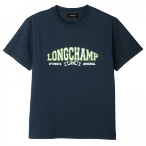 Longchamp T-shirt Navy | 1248FMHZP