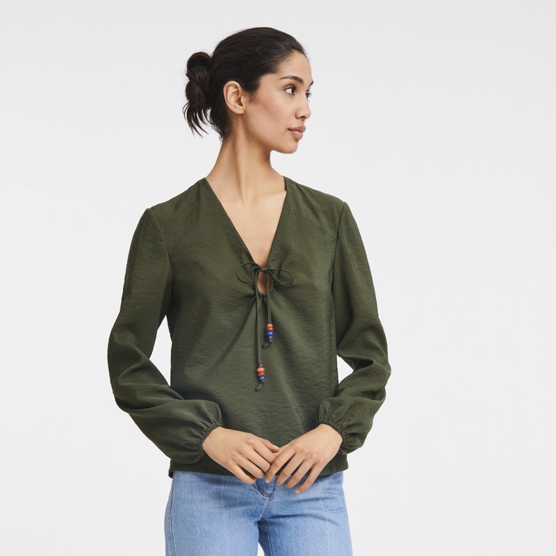 Longchamp Blouse Khaki | 5872ODZTH