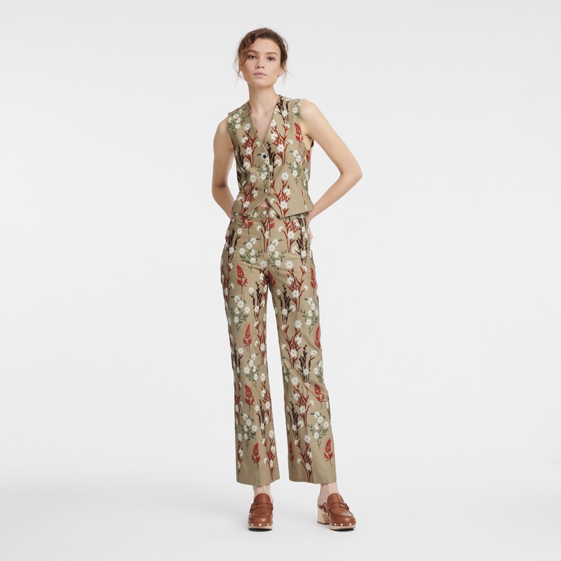 Longchamp Embroidered Trousers Oat | 8075JRUWK