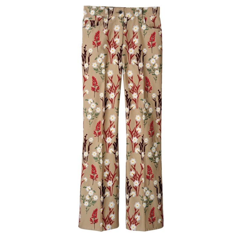 Longchamp Embroidered Trousers Oat | 8075JRUWK