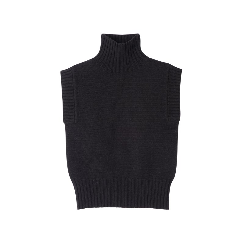 Longchamp High Collar No Sleeve Jumper Schwarz | 7359KELFT