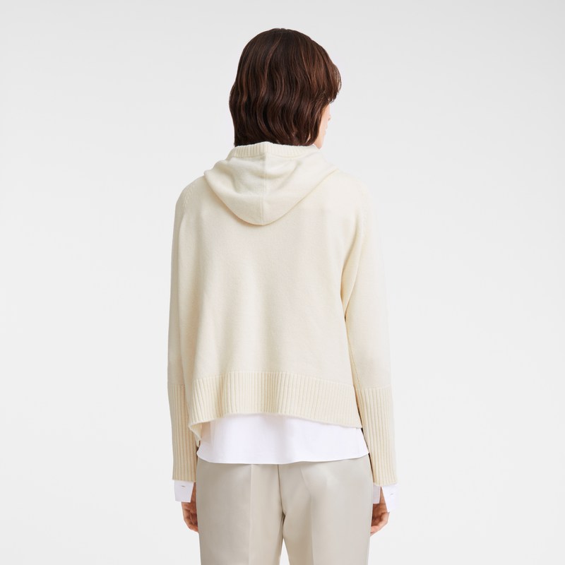 Longchamp Hoodie Jumper Ecru | 1087IMLXG