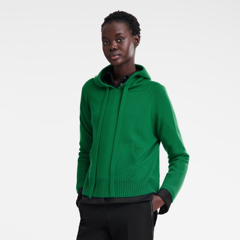 Longchamp Hoodie Jumper Grün | 4798CEMLK