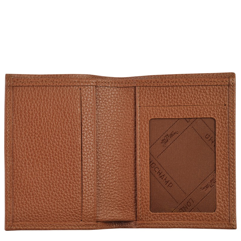 Longchamp Le Foulonné Card Holder Caramel | 0791SOYIC