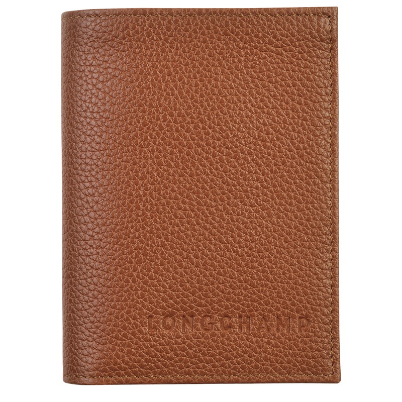 Longchamp Le Foulonné Card Holder Caramel | 0791SOYIC