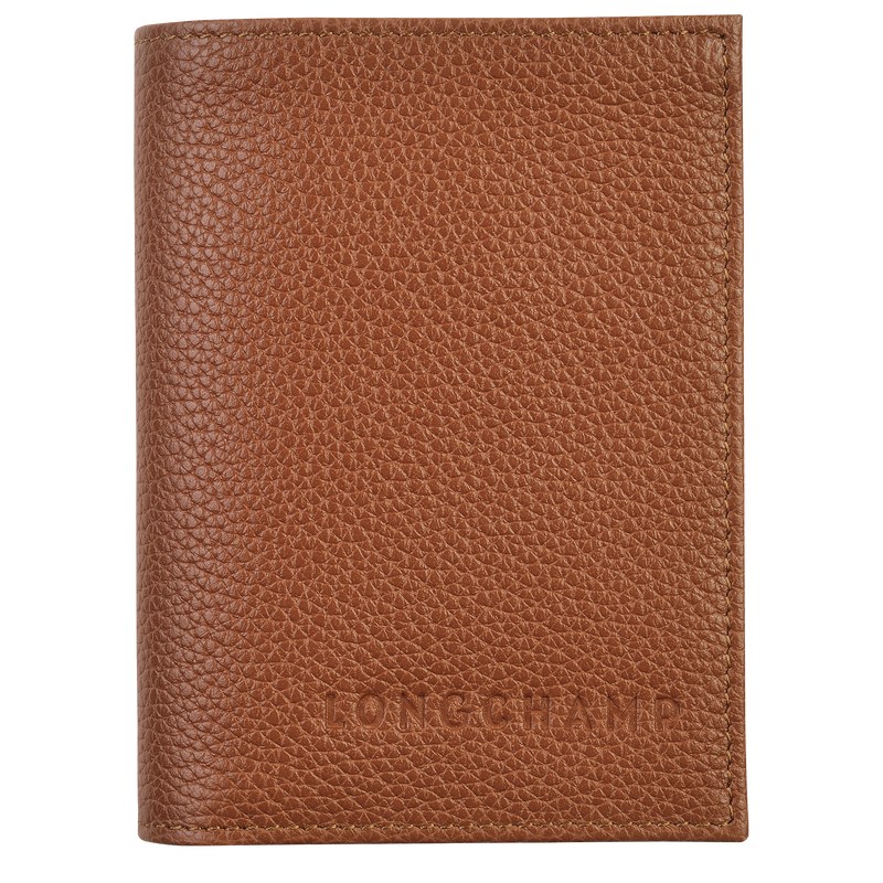 Longchamp Le Foulonné Card Holder Caramel | 4980RKXZP