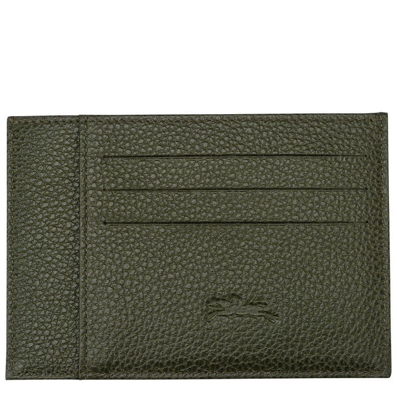 Longchamp Le Foulonné Card Holder Khaki | 5861ZVWUN