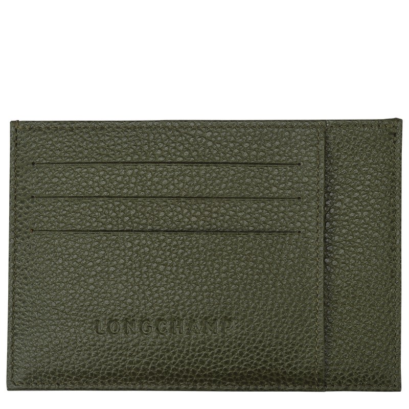 Longchamp Le Foulonné Card Holder Khaki | 5861ZVWUN