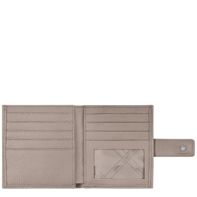 Longchamp Le Foulonné Compact Wallet Turtledove | 6397QPLZH