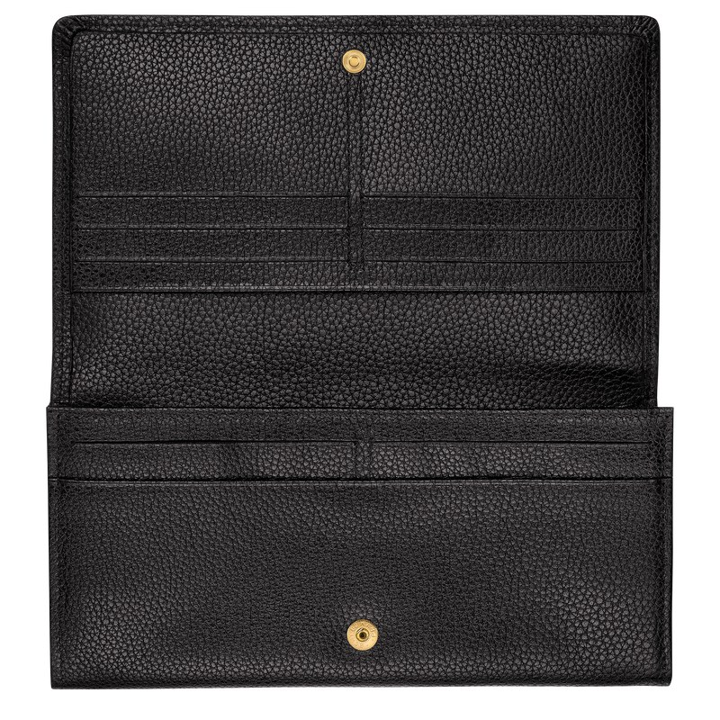 Longchamp Le Foulonné Continental Wallet Schwarz | 6120LKDNB