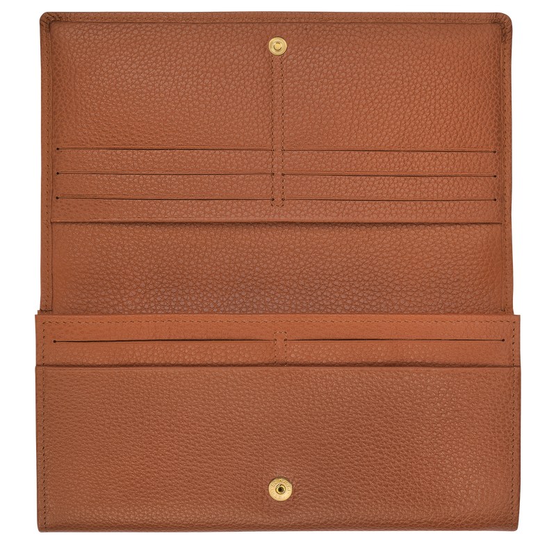 Longchamp Le Foulonné Continental Wallet Caramel | 5347EOTRA