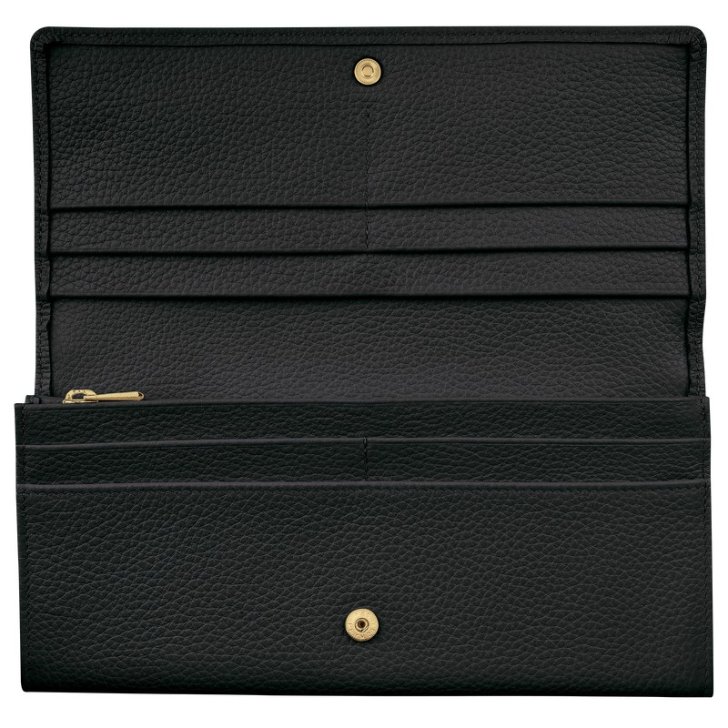 Longchamp Le Foulonné Continental Wallet Schwarz | 0418KZYND