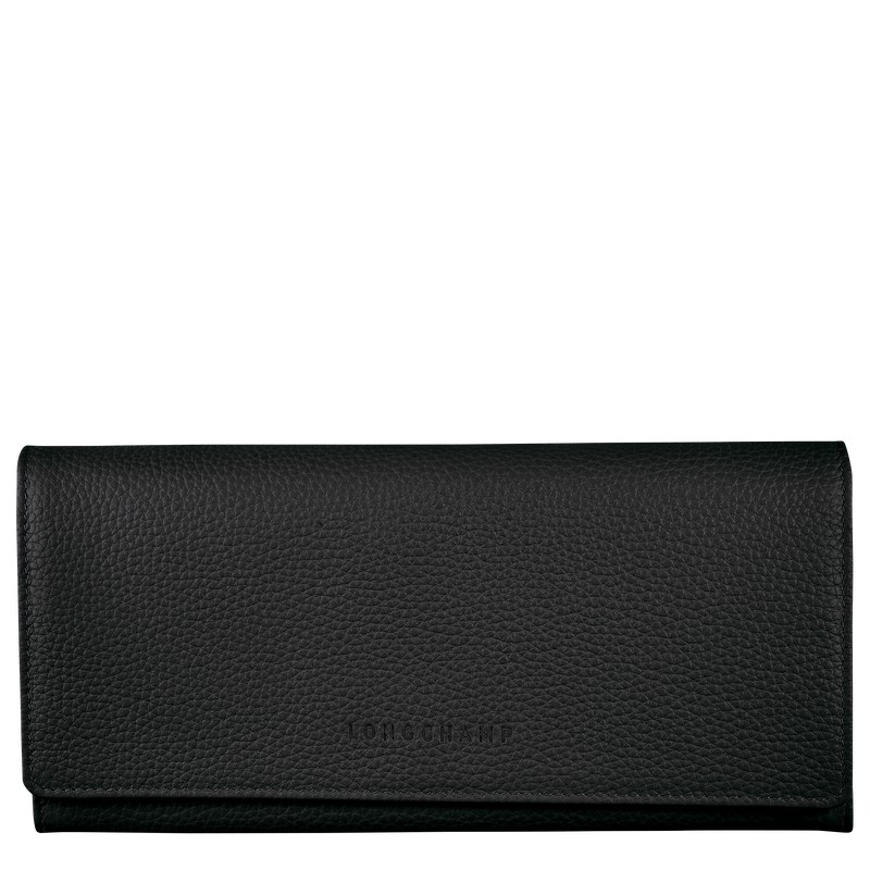 Longchamp Le Foulonné Continental Wallet Schwarz | 0418KZYND