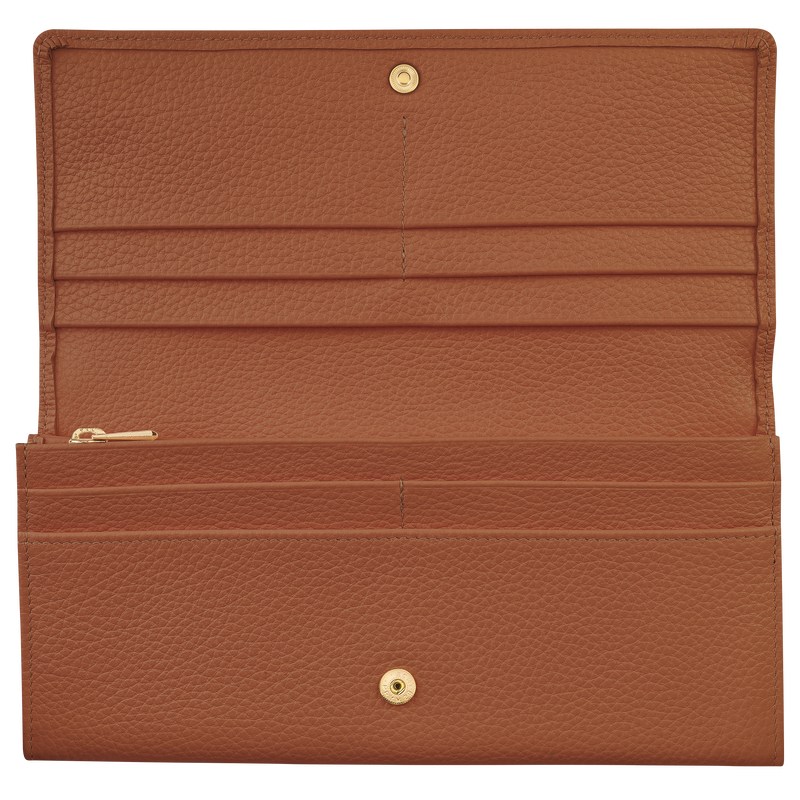 Longchamp Le Foulonné Continental Wallet Caramel | 9375ZBCES