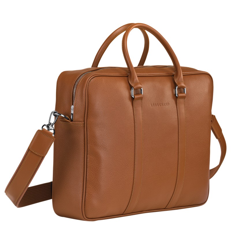 Longchamp Le Foulonné M Briefcase Caramel | 2548ICSGX