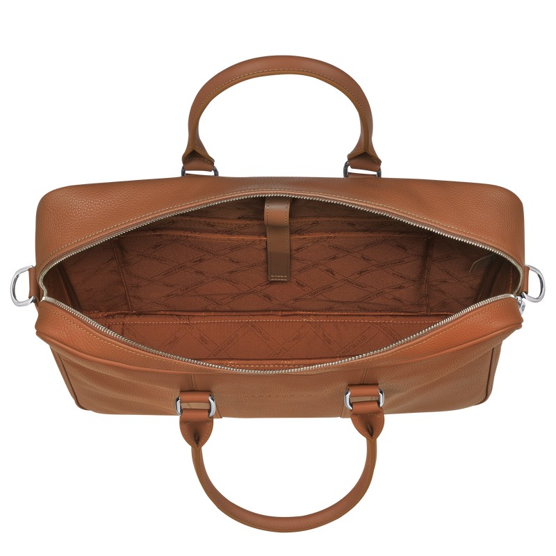 Longchamp Le Foulonné M Briefcase Caramel | 2548ICSGX