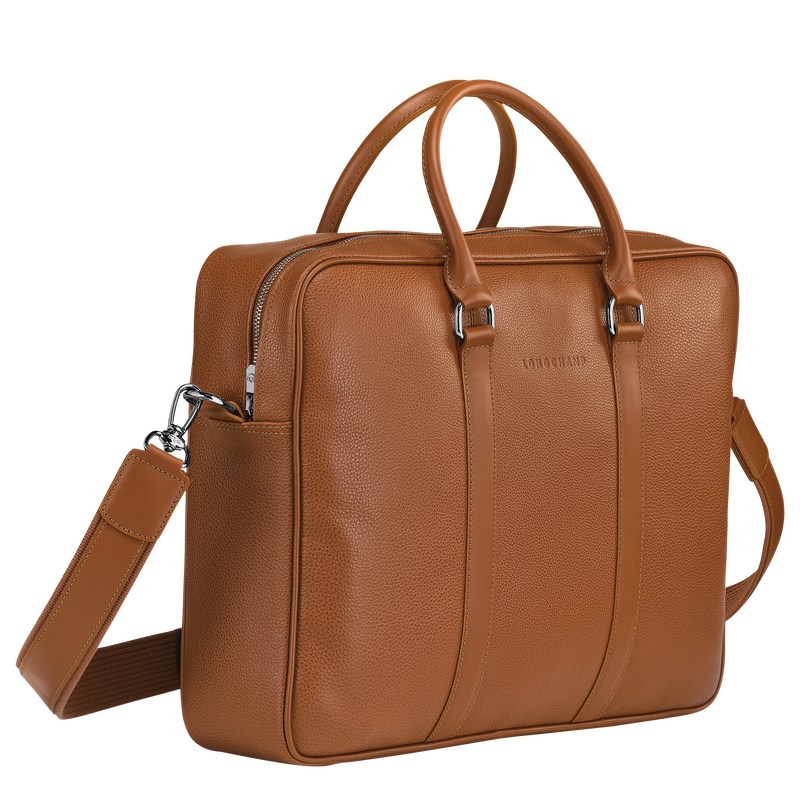 Longchamp Le Foulonné M Briefcase Caramel | 8305UGQZE