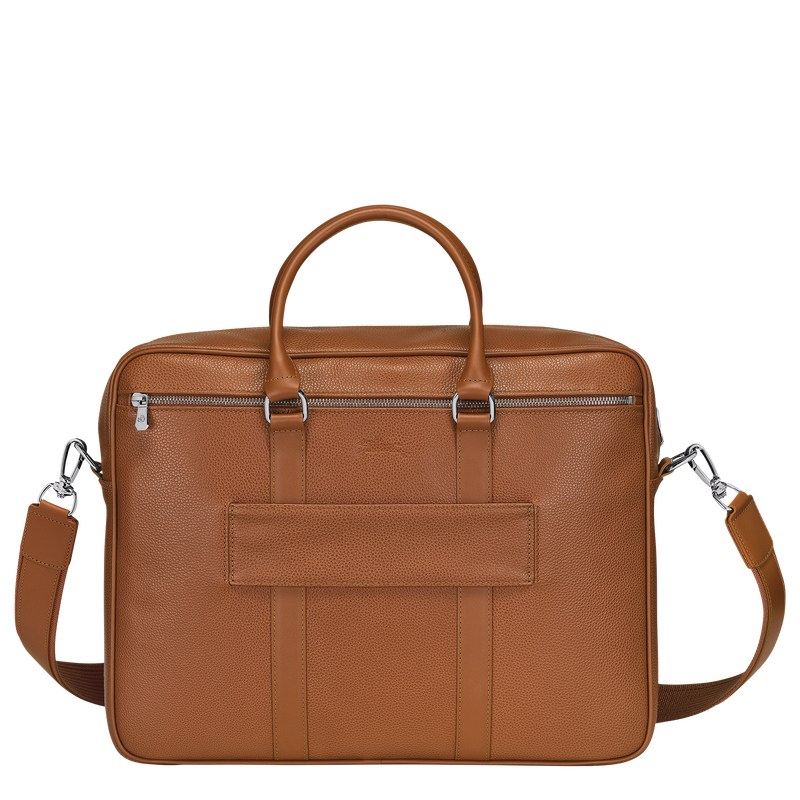 Longchamp Le Foulonné M Briefcase Caramel | 8305UGQZE