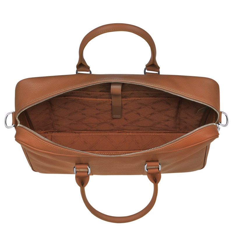 Longchamp Le Foulonné M Briefcase Caramel | 8305UGQZE