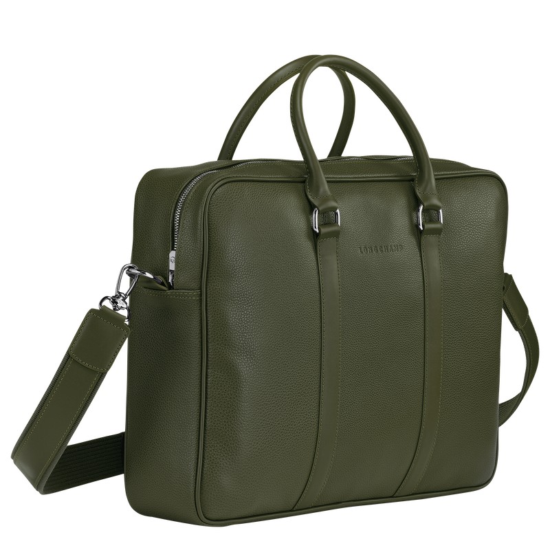 Longchamp Le Foulonné M Briefcase Khaki | 7143FCSWI