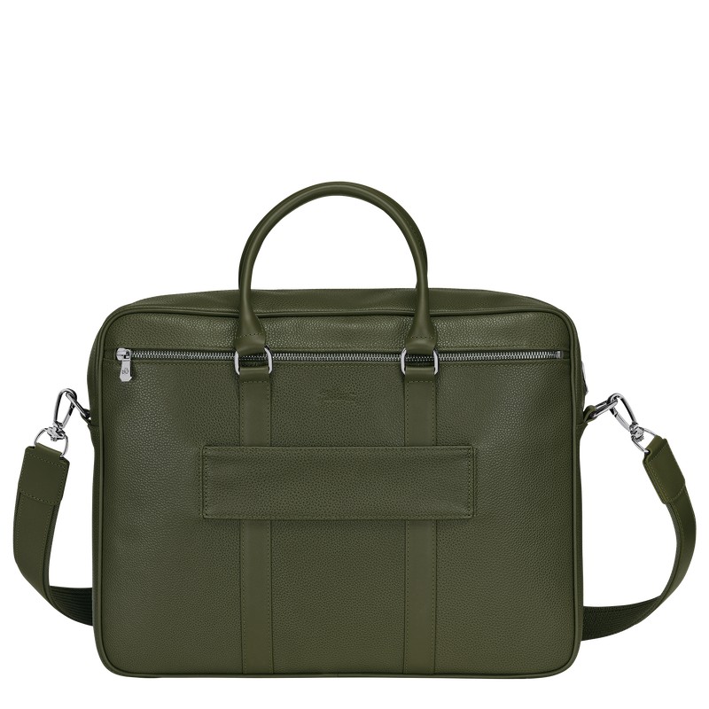 Longchamp Le Foulonné M Briefcase Khaki | 7143FCSWI