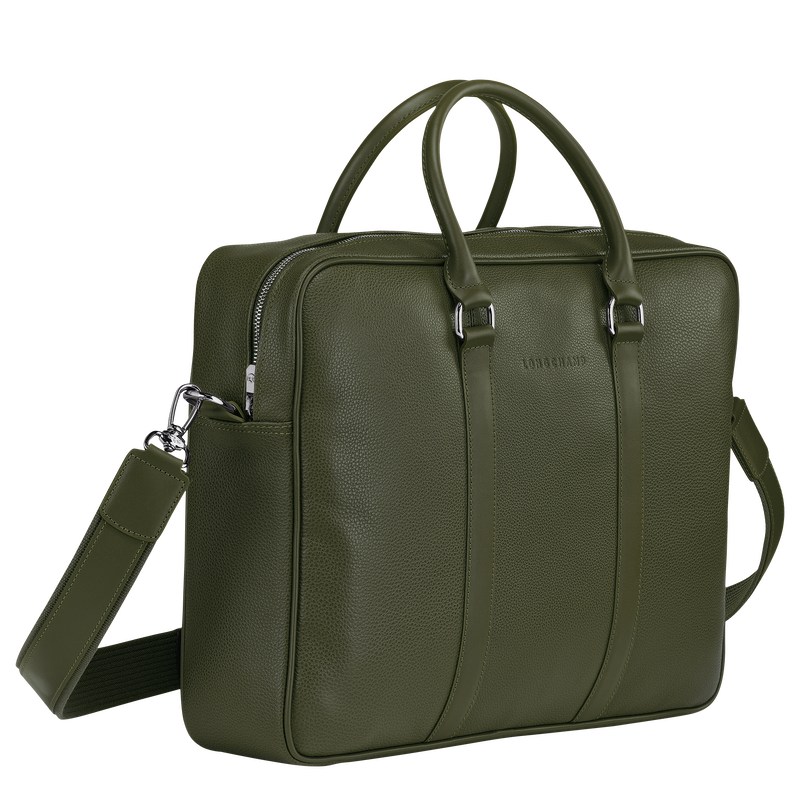 Longchamp Le Foulonné M Briefcase Khaki | 3817GJUPV