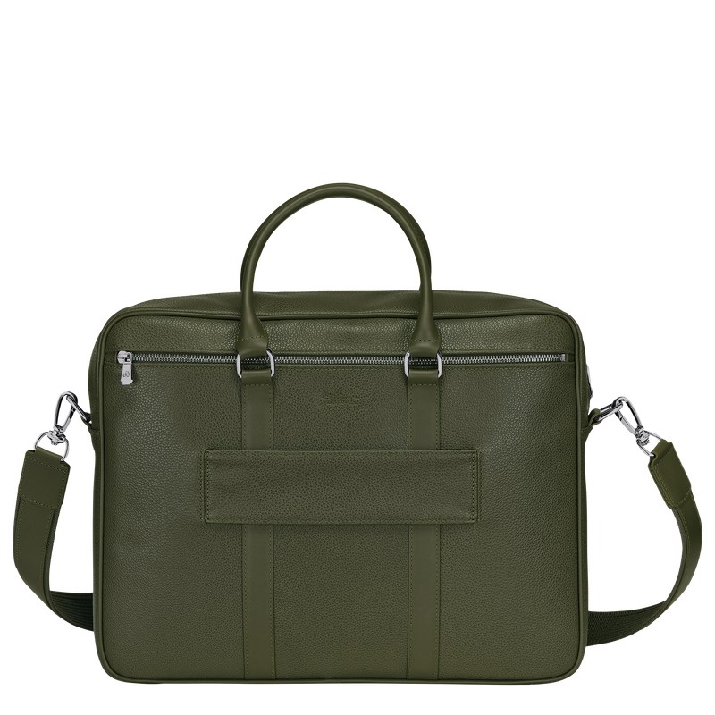 Longchamp Le Foulonné M Briefcase Khaki | 3817GJUPV